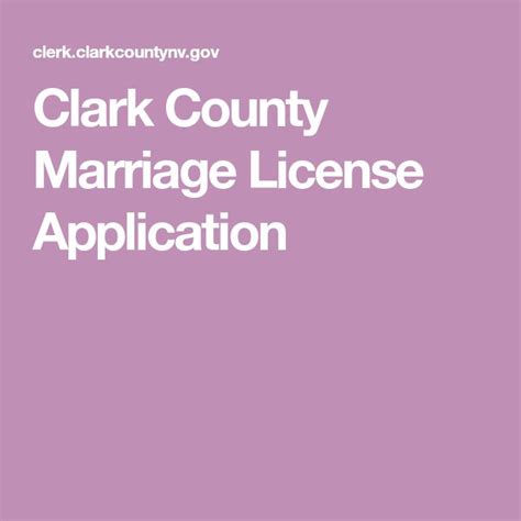 Clark County Marriage License Application